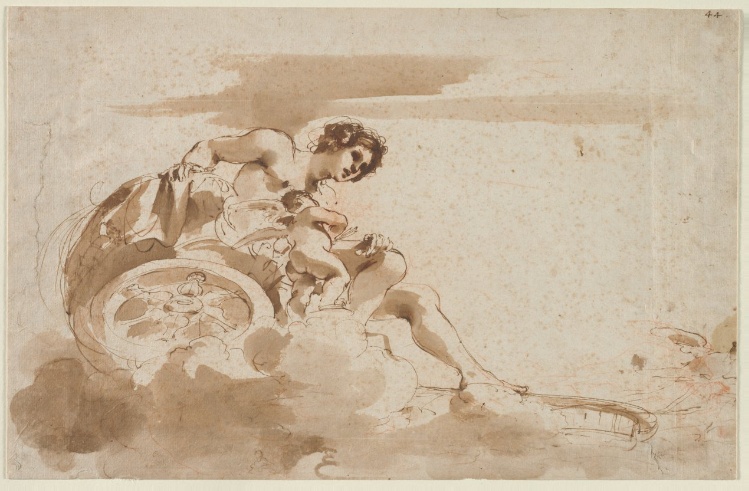 Venus and Cupid in a Chariot