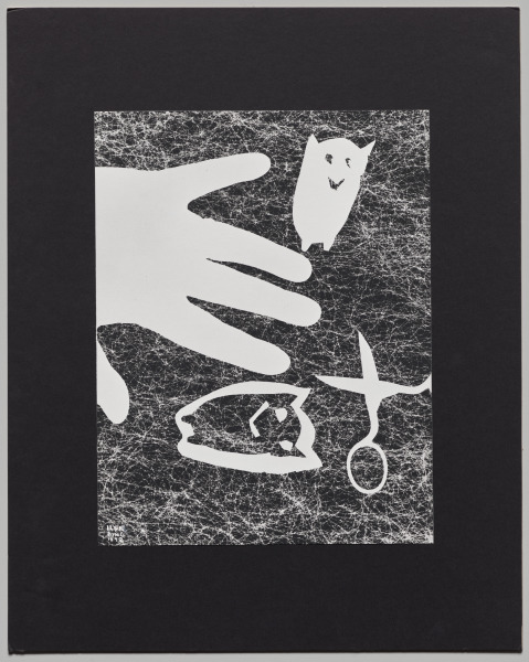 Photogram with Hand, Scissors and Owl Cut-Outs