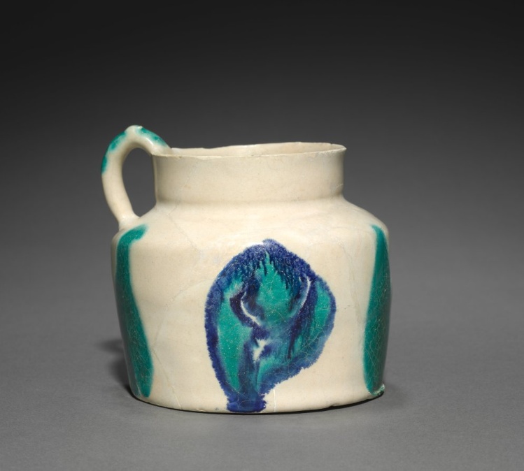 Earthenware Jug painted with Blue and Turquoise