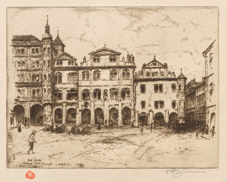 Prague: Vingt Cinq Eaux-Fortes Originales: Plate 16, Vue de la Place Radetsky 
