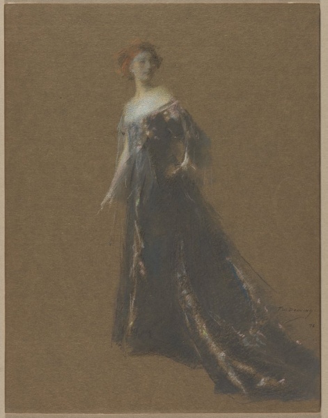 Standing Woman in a Black Gown