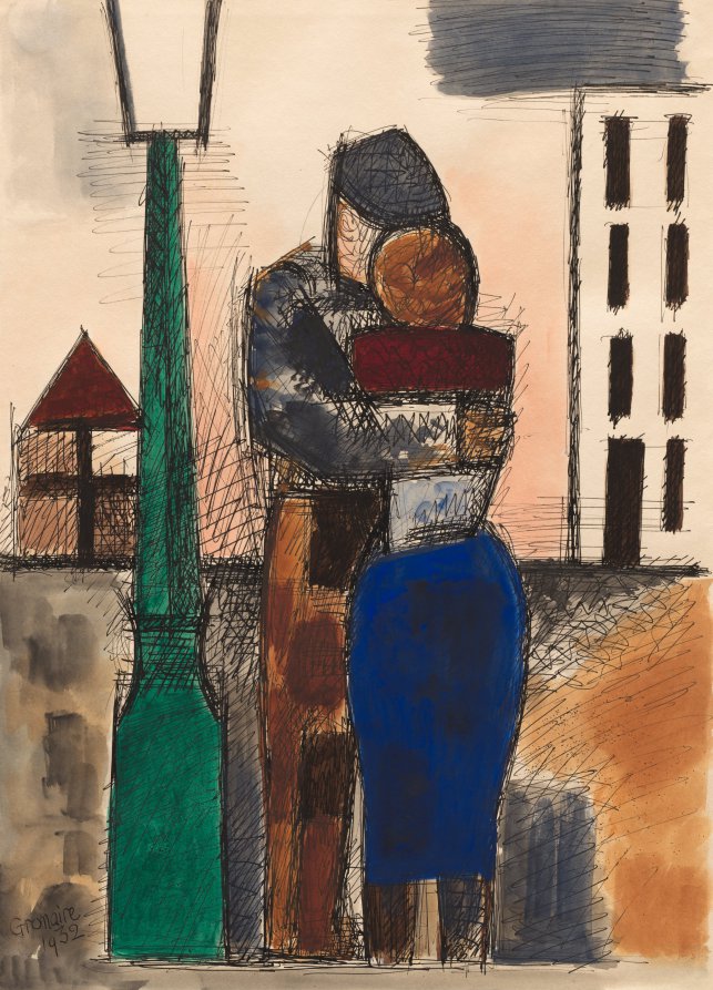Two Standing Figures (Under the Lamppost), Marcel Gromaire, 1932