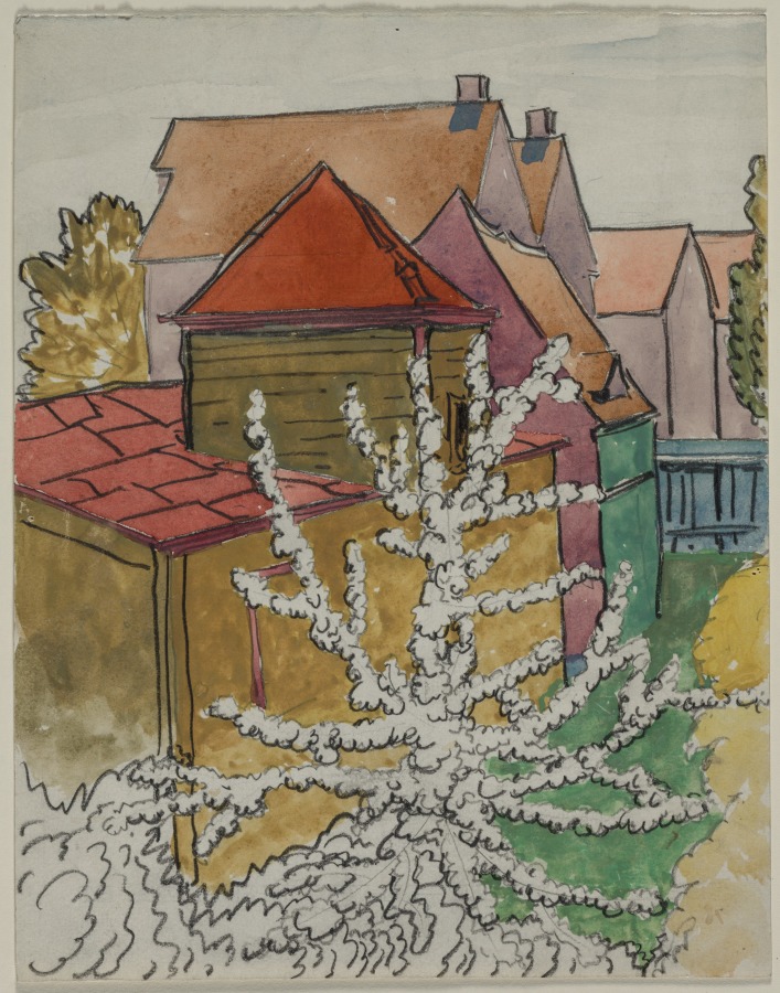 Sketch of Houses and Tree (recto), Henry Keller, c. 1891–1949