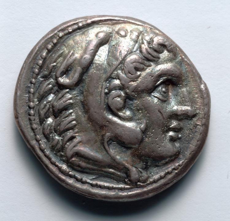 Tetradrachm: Head of Young Herakles, r., with Lion Skin (obverse)
