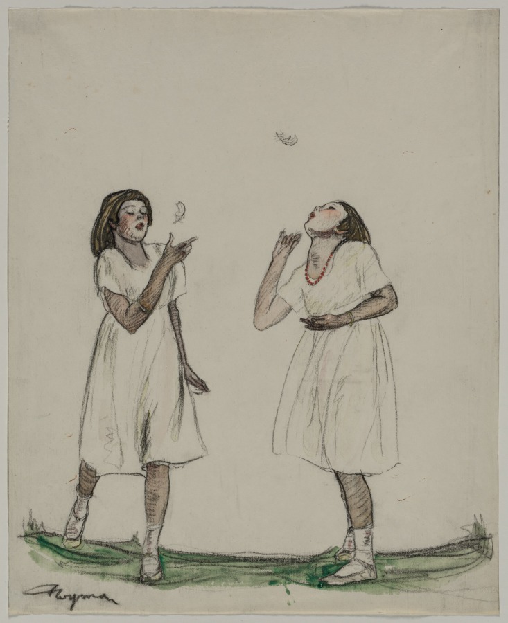 Children Blowing Feathers, Florence Wyman Ivins, c. 1904–20