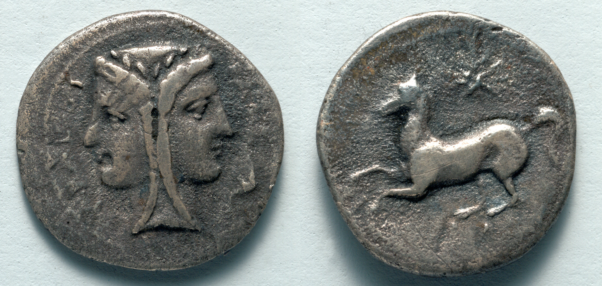 Two Litrae: Janiform Head (obverse); Horse (reverse)