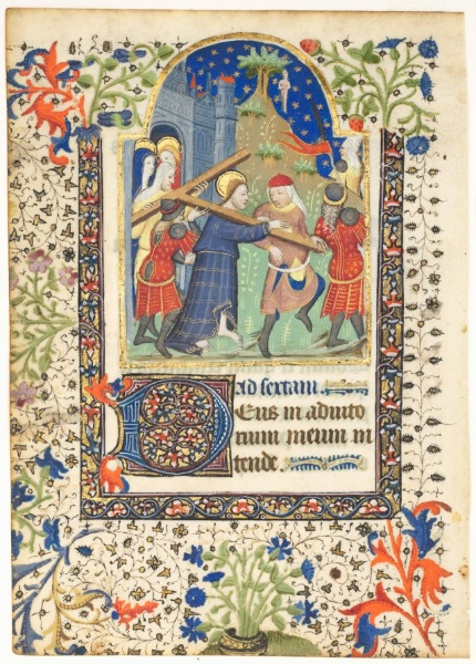 Leaf from a Book of Hours: Christ Carrying the Cross (Sext, Hours of the Cross)