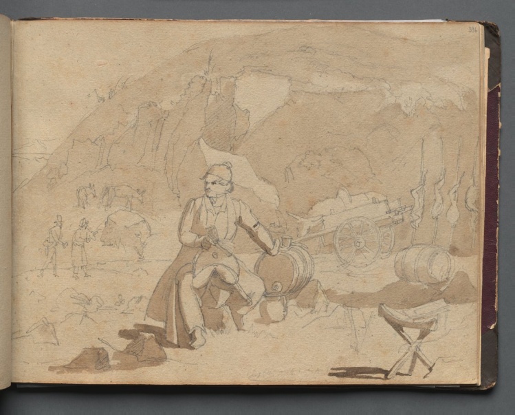 Album with Views of Rome and Surroundings, Landscape Studies, page 39a: Figure in a Landscape