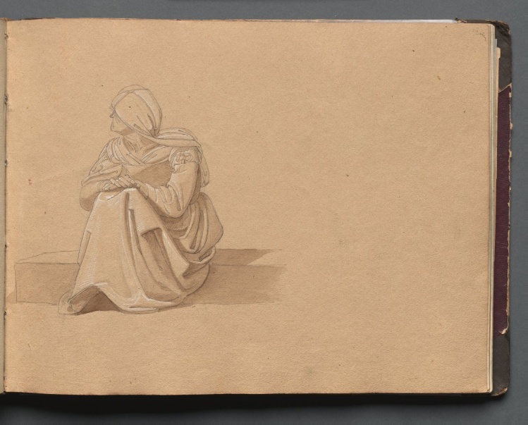 Album with Views of Rome and Surroundings, Landscape Studies, page 19a: Seated Female Figure