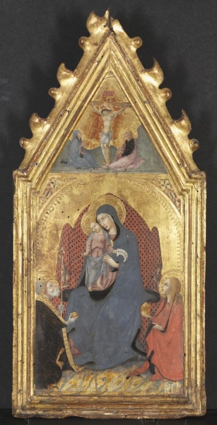 Virgin and Child Adored by Saints Mary Magdalene and Nicolas of Bari;  Christ Crucified with the Virgin and Saint John the Evangelist