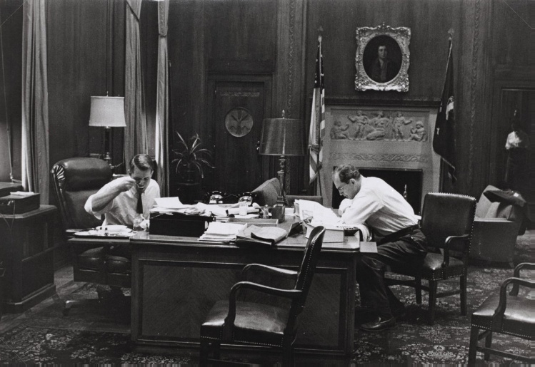 Attorney General Robert F. Kennedy Eating Lunch with an Advisor, Washington, DC