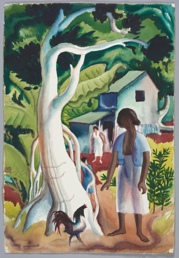 Girl and Rooster, Millard Sheets, 1934