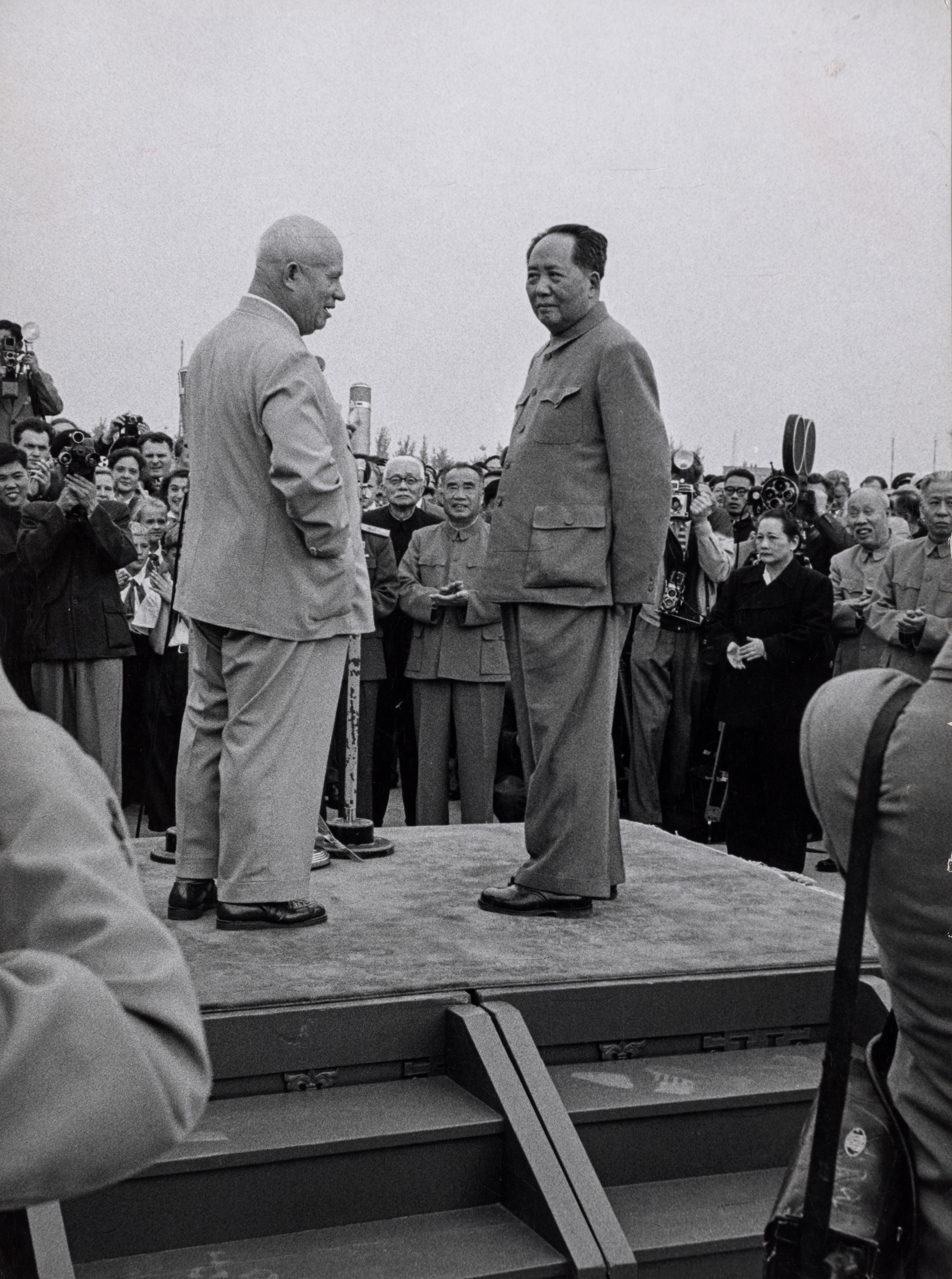Chairman Mao with Nikita Khrushchev on Stage
