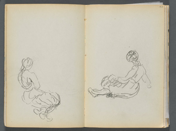 Sketchbook- The Granite Shore Hotel, Rockport, page 042 & 43: Two Seated Female Figures 