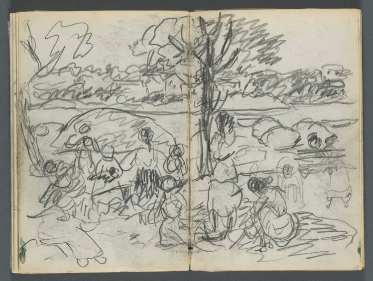 Sketchbook, The Dells, N° 127, page 116 & 117: Figure in a Landscape