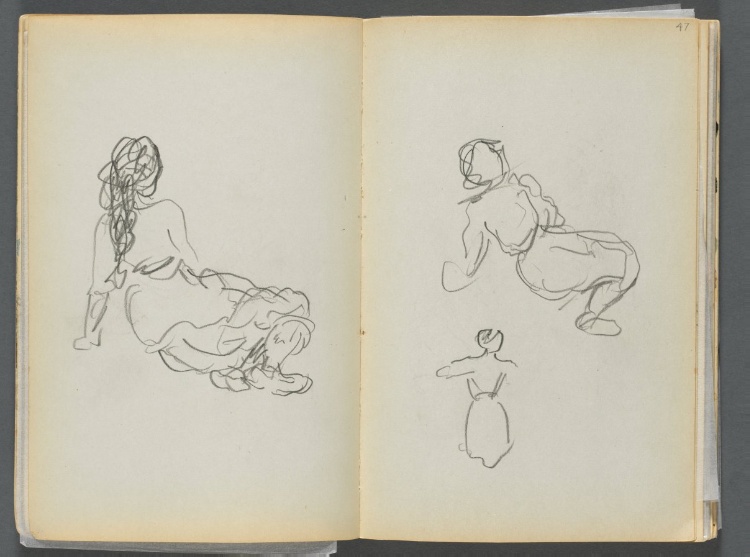 Sketchbook- The Granite Shore Hotel, Rockport, page 046 & 47: Seated Figures 