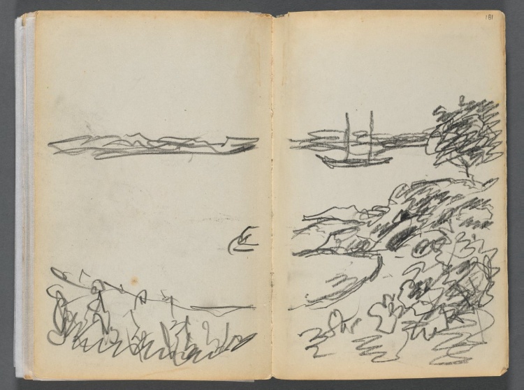 Sketchbook- The Granite Shore Hotel, Rockport, page 180 & 181: Shore line 