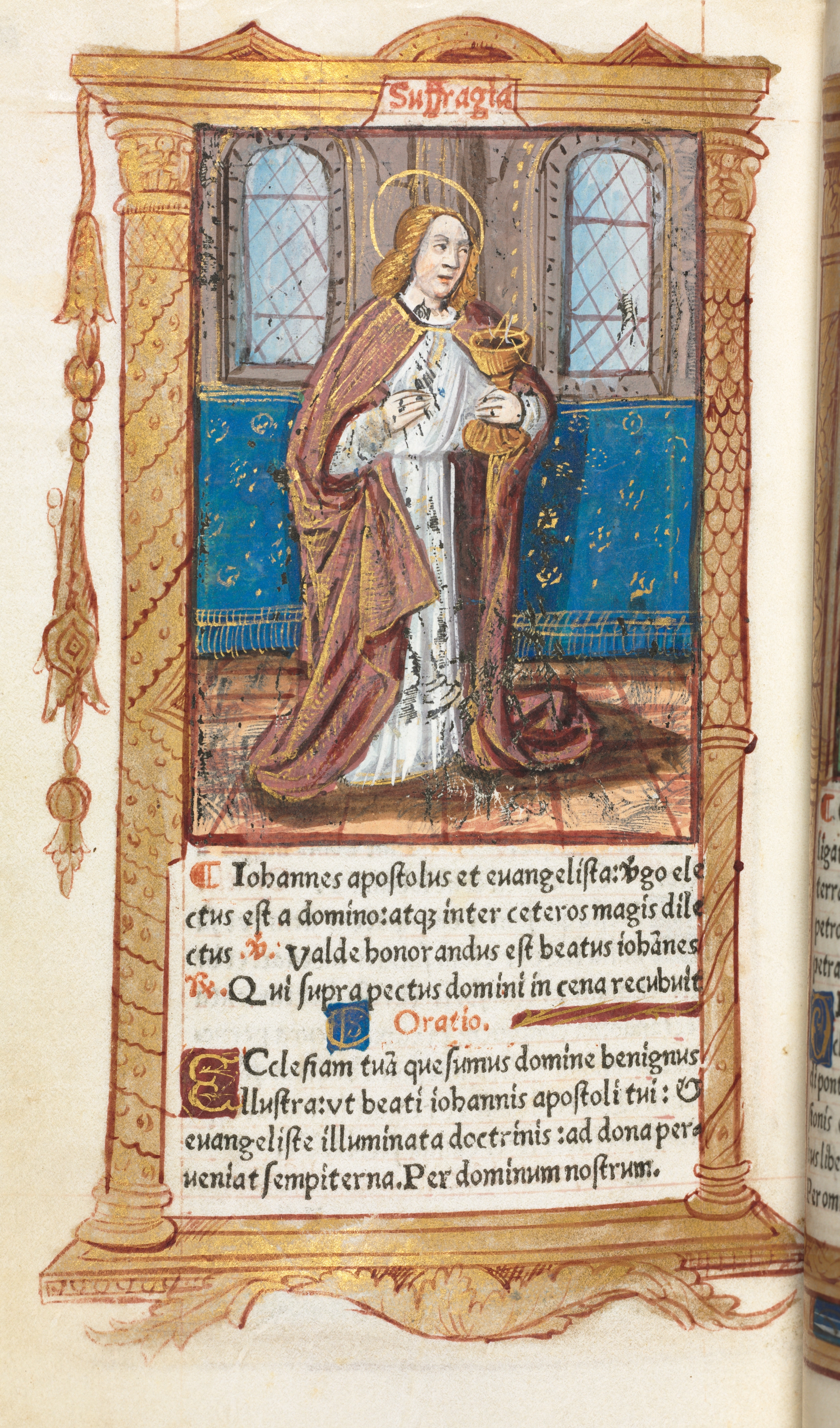 Printed Book of Hours (Use of Rome):  fol. 98v, St. John the Evangelist