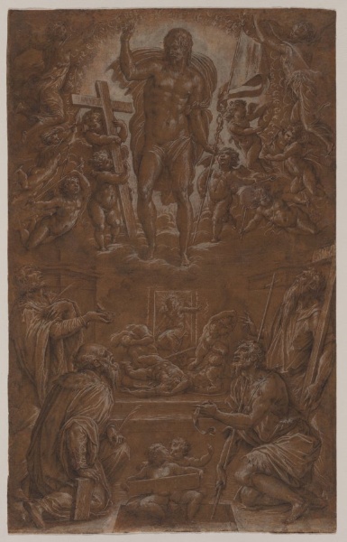 The Risen Christ Adored by Saints and Angels