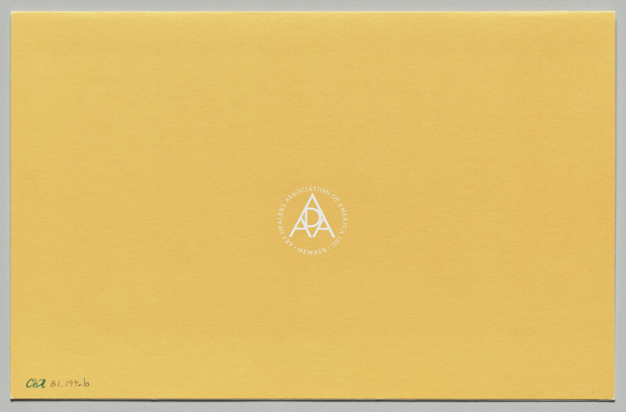 Announcement (verso), Lenore Tawney, 1980