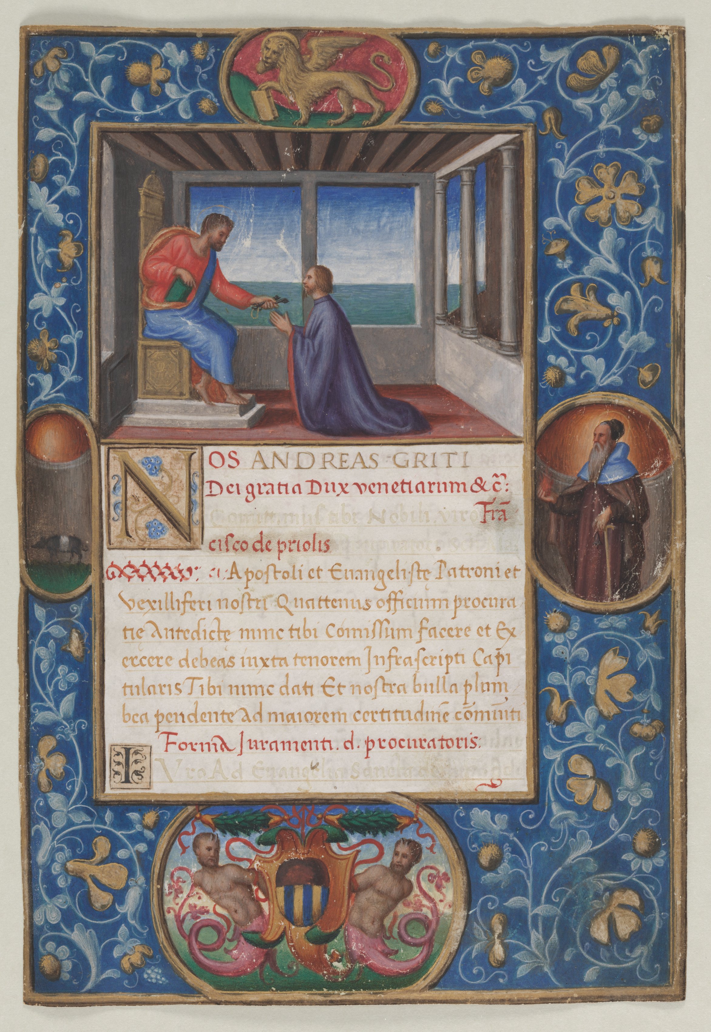 Leaf from a Commission: St. Mark Giving the Keys of Venice to Francesco de Priuli