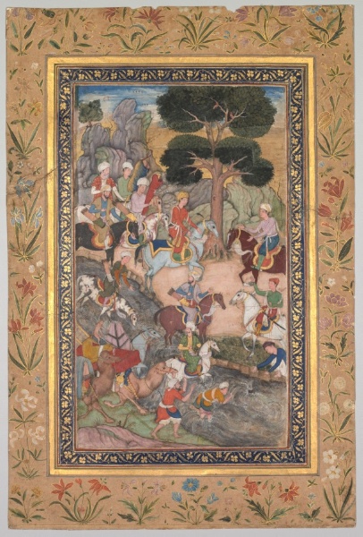 Babur meeting with Sultan Ali Mirza at the Kohik River, from a Babur-nama (Memoirs of Babur)