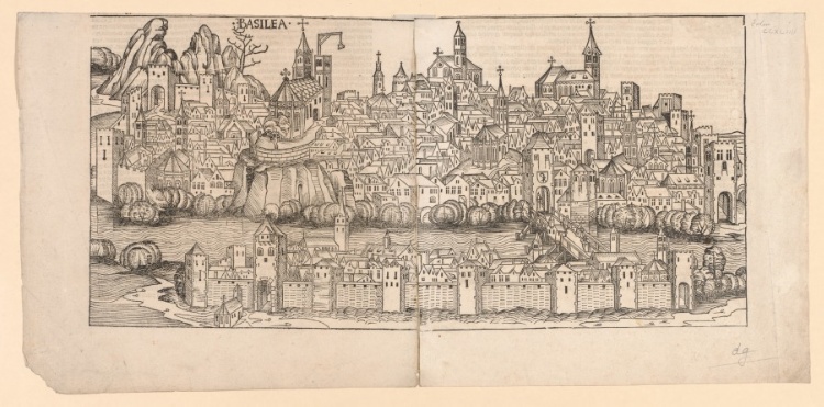 Nuremberg Chronicle:  Topographical View of Basle, Switzerland