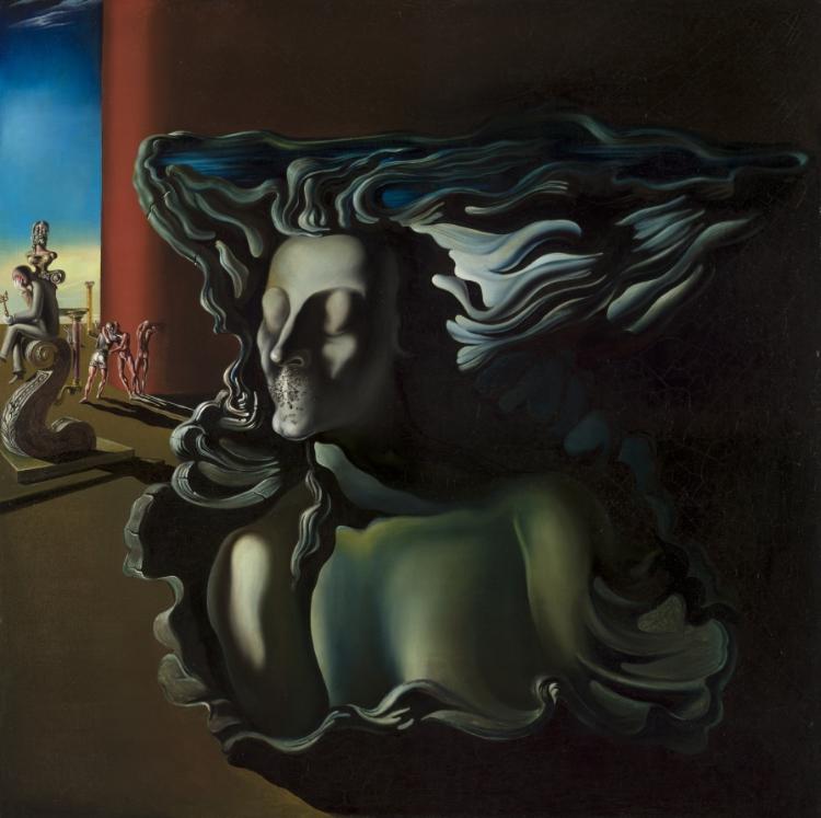 Surrealist painting The Dream by Salvador Dalí (1931), featuring a floating female head with abstract, dreamlike forms.