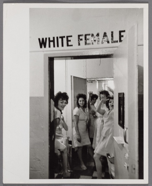 In the Prison, Itself the Ultimate Form of Segregation, the Prisoner is Still Directed and Regulated by the Local Rationale Existing Outside its Walls.  "White Female" Over the Prison Door indicates for White Prisoners Only, New Orleans