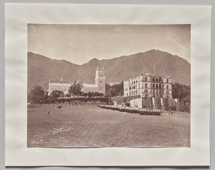 Untitled (Hong Kong, St. John’s Cathedral, from the Parade Ground, H.M. Regiment on Parade)