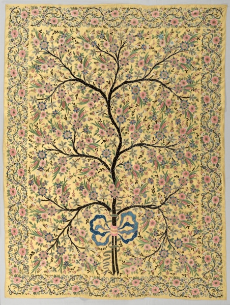 Silk hanging with embroidered tree of life