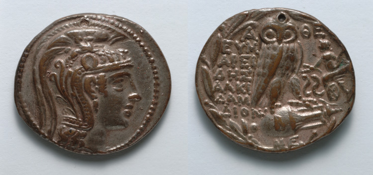 Electrotype Replica of Tetradrachm: Head of Athena (obverse); Owl (reverse)