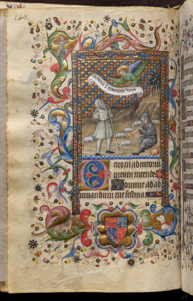Hours of Charles the Noble, King of Navarre (1361-1425): Annunciation to the Shepherds (Tierce), fol. 74 (verso)