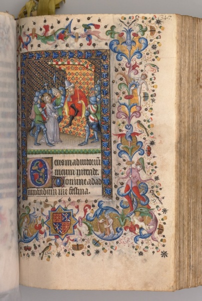 Hours of Charles the Noble, King of Navarre (1361-1425): fol. 169r, Christ Before Pilate