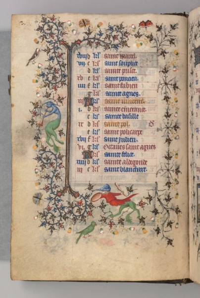 Hours of Charles the Noble, King of Navarre (1361-1425): fol. 1v, January 