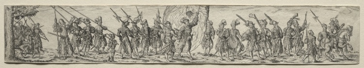 Marching Soldiers, in the Center a Standard Bearer