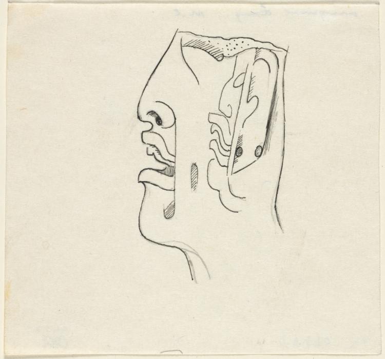 Drawing of Olmec Jade Head, Мигель Коваррубиас, 1930–57