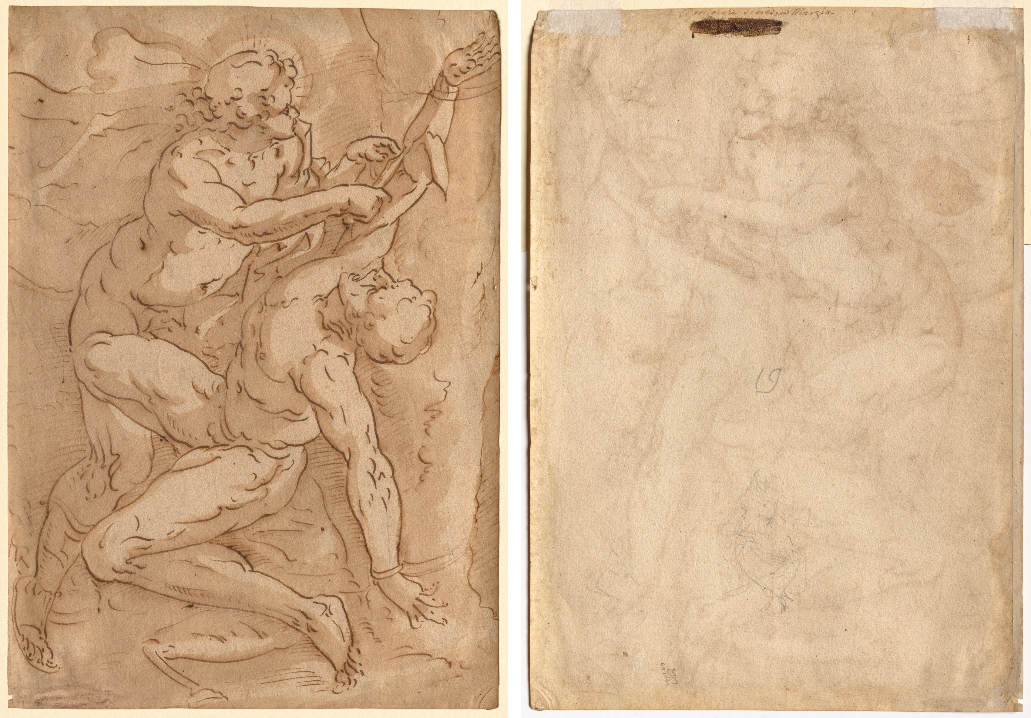 Apollo Flaying Marsyas (recto) Two Sketches of a Mother and Child (verso) 