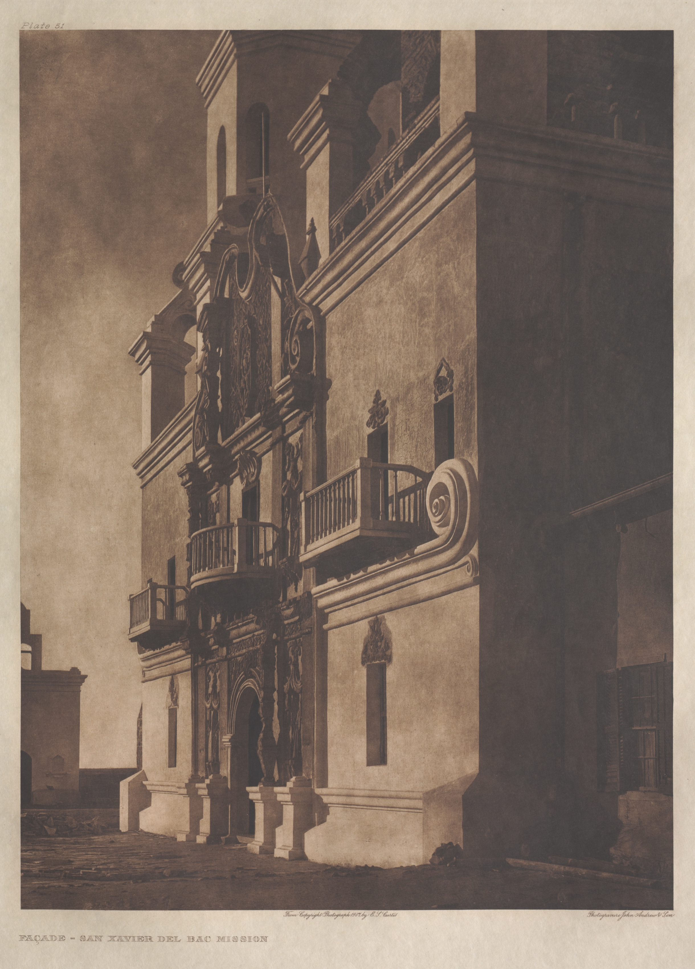 Portfolio II, Plate 51: Façade-San Xavier del Bac Mission