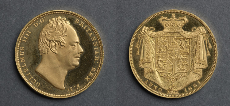 Two Pound Piece: George IV (obverse); Shield of Arms (reverse)