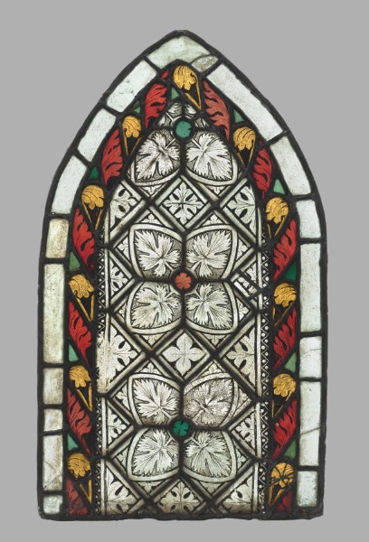 Stained Glass Panel with Aconite Leaves