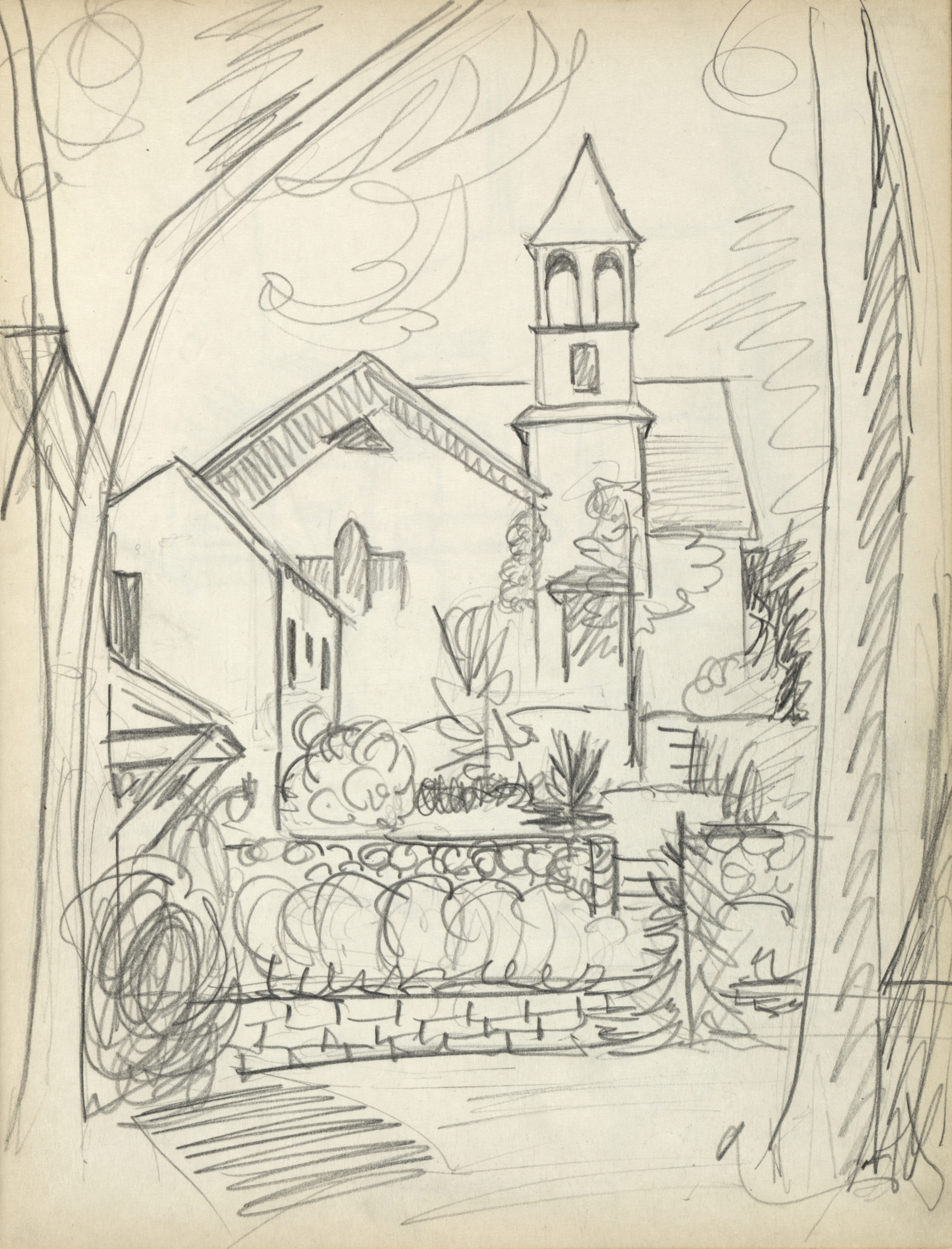 Sketchbook #1: Church garden, vertical composition (page 35)