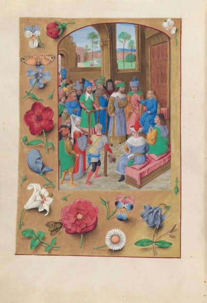 Hours of Queen Isabella the Catholic, Queen of Spain:  Fol. 195v, St. Suzanne