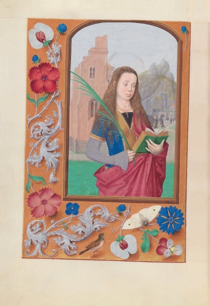 Hours of Queen Isabella the Catholic, Queen of Spain:  Fol. 191v, St. Barbara