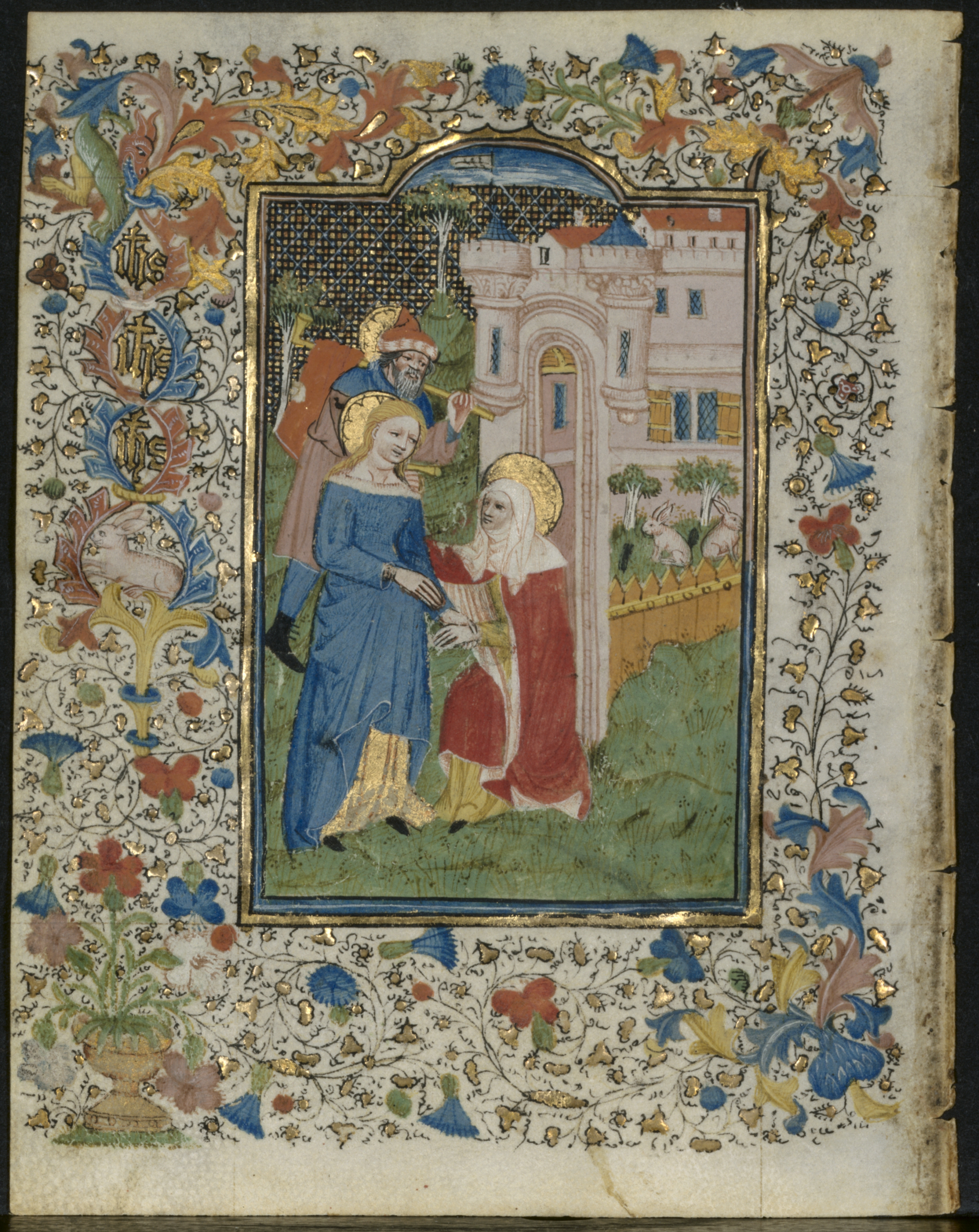 The Visitation: Leaf from a Book of Hours (5 of 6 Excised Leaves)