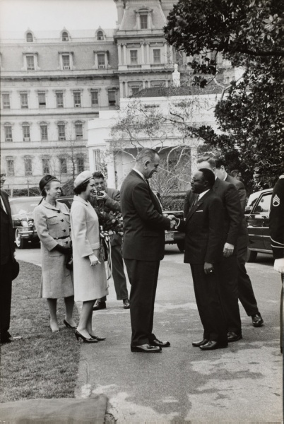 LBJ and Lady Bird greeting the President of Upper Volta Maurice Yaméogo