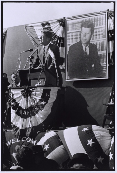 John F. Kennedy giving speech outdoors