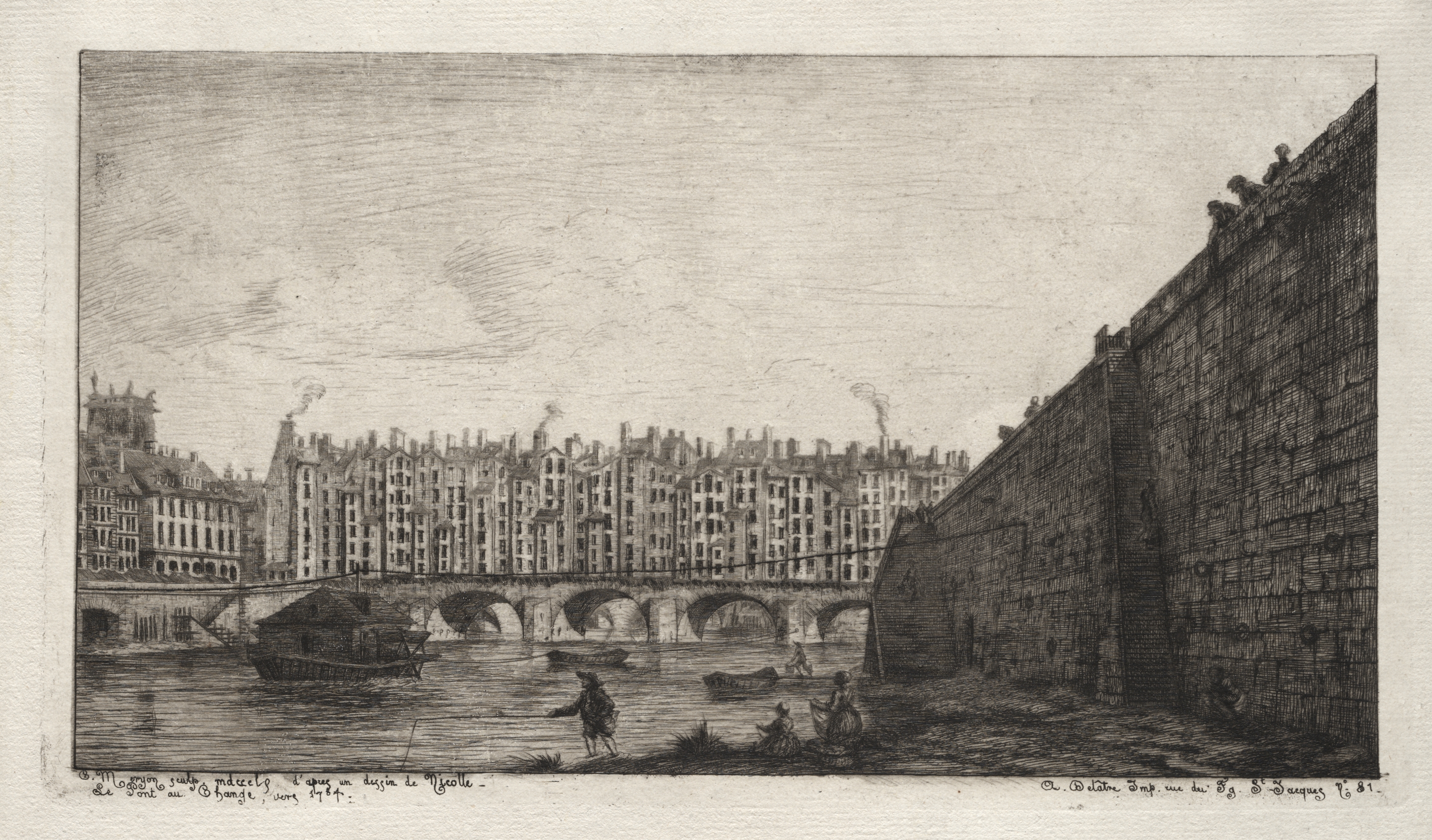 The Exchange Bridge, Paris, about 1784