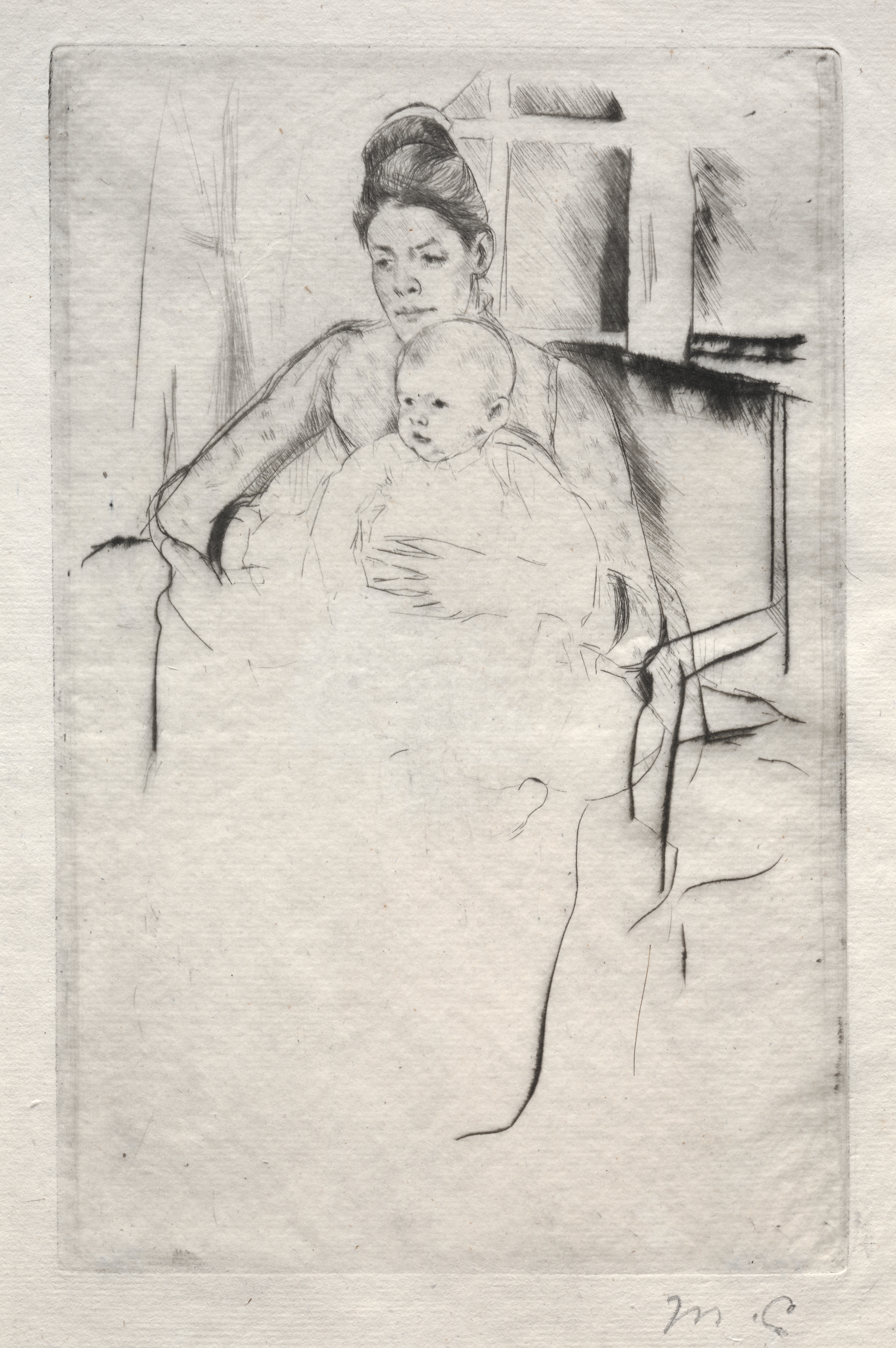 Mrs. Gardner Cassatt and Her Baby Seated near a Window