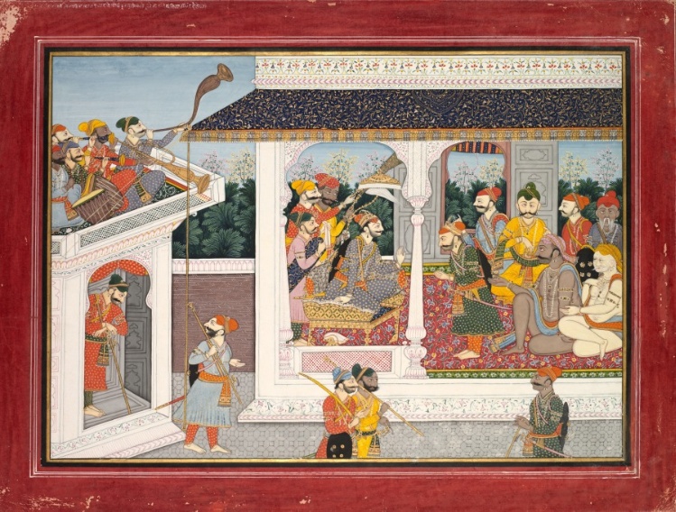 Kamsa deploys Akrura and Keshi to Braj, from a Bhagavata Purana